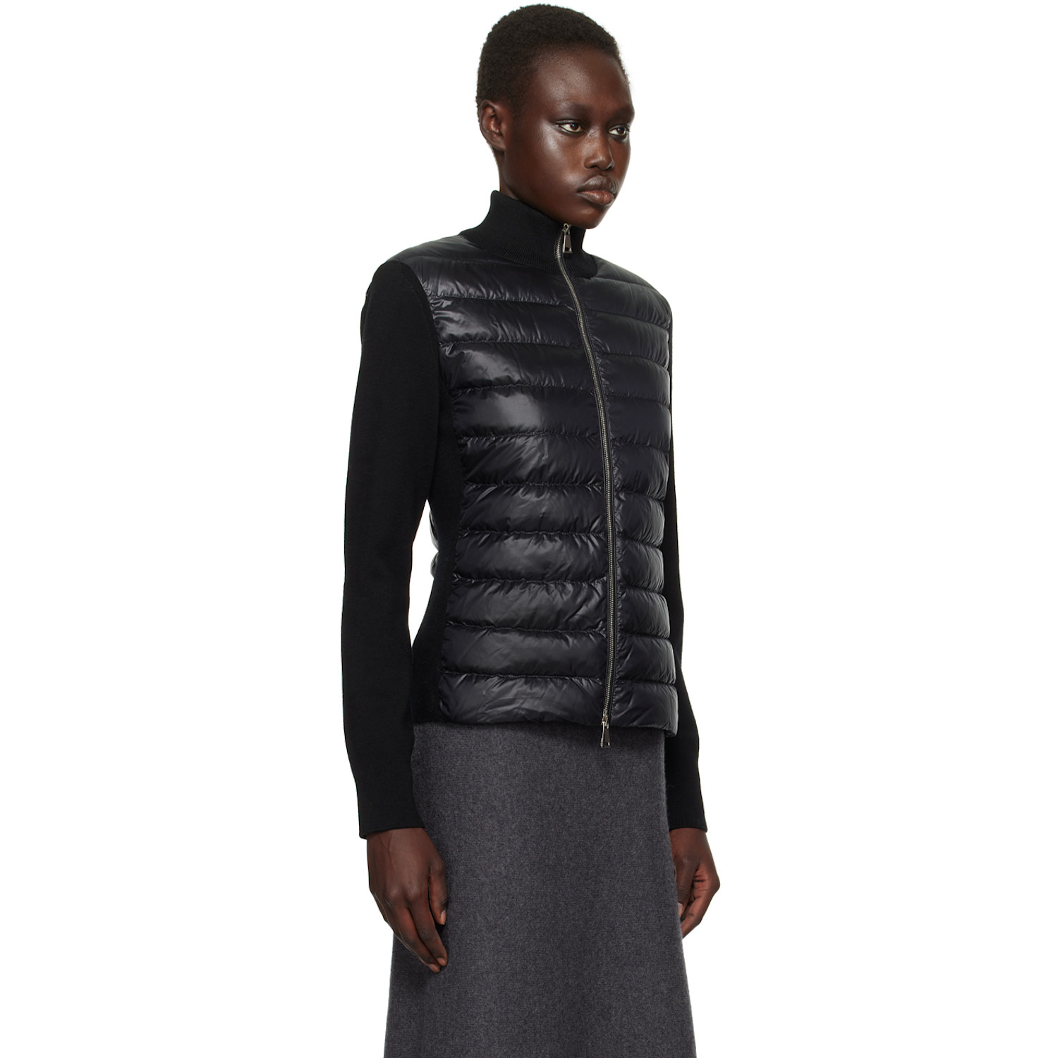  Moncler Black Padded Wool Down Jacket 