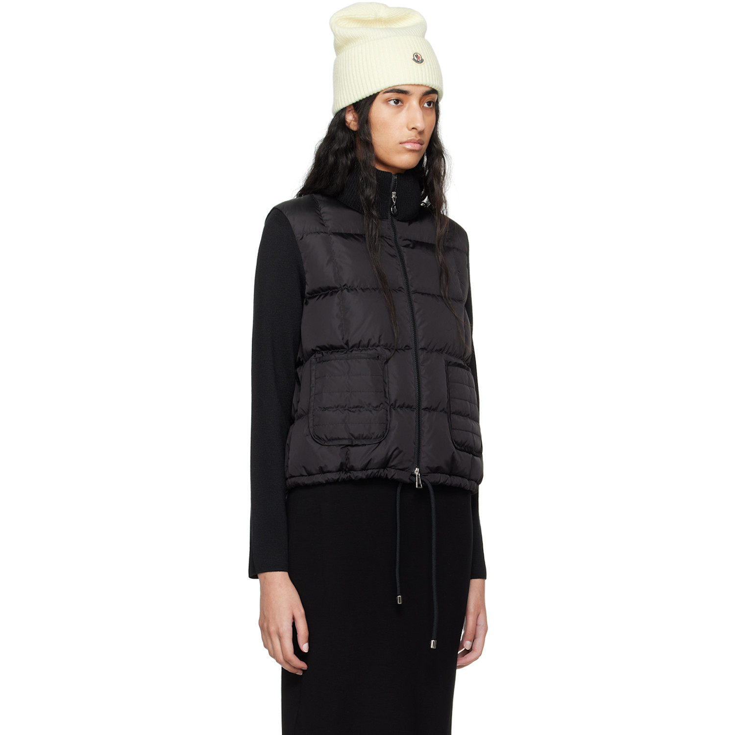  Moncler Black Paneled Down Cardigan 