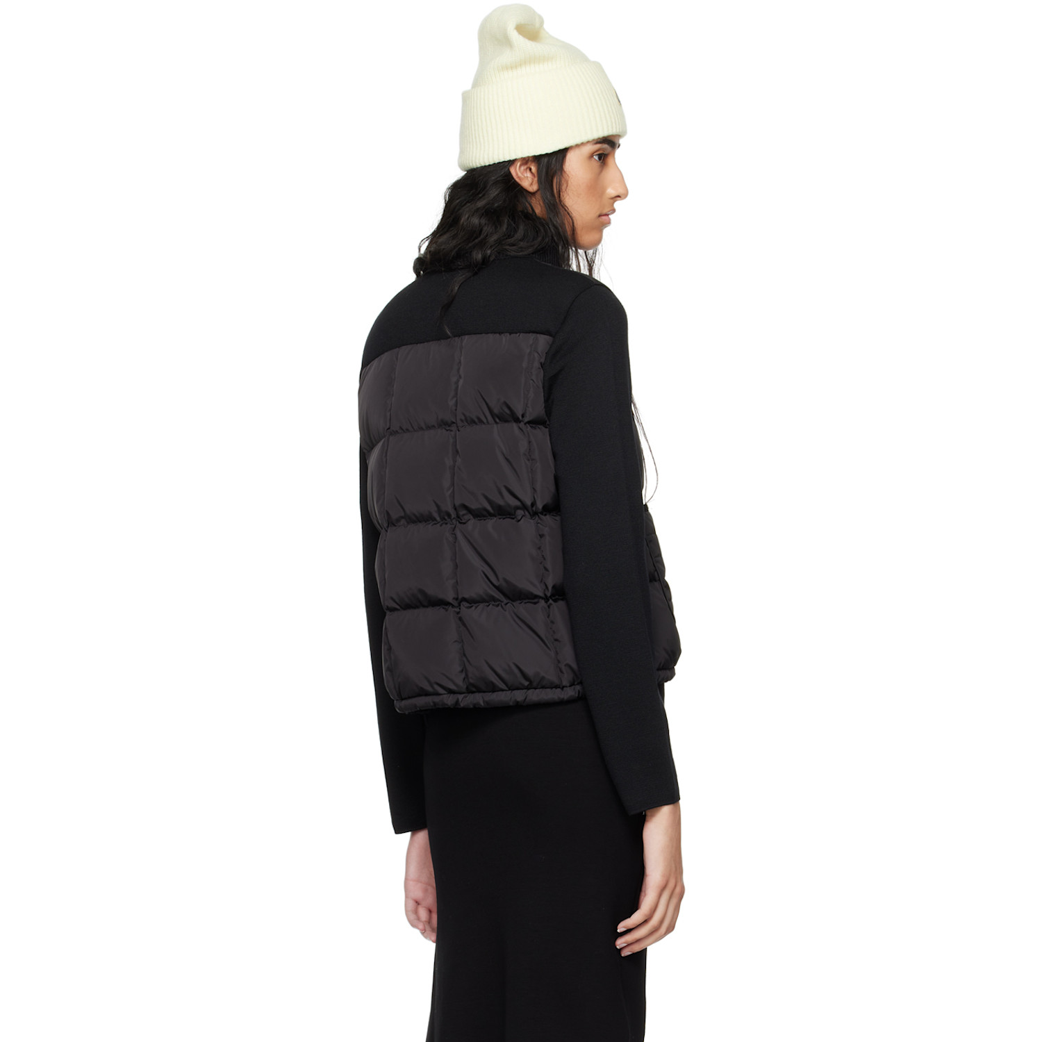  Moncler Black Paneled Down Cardigan 