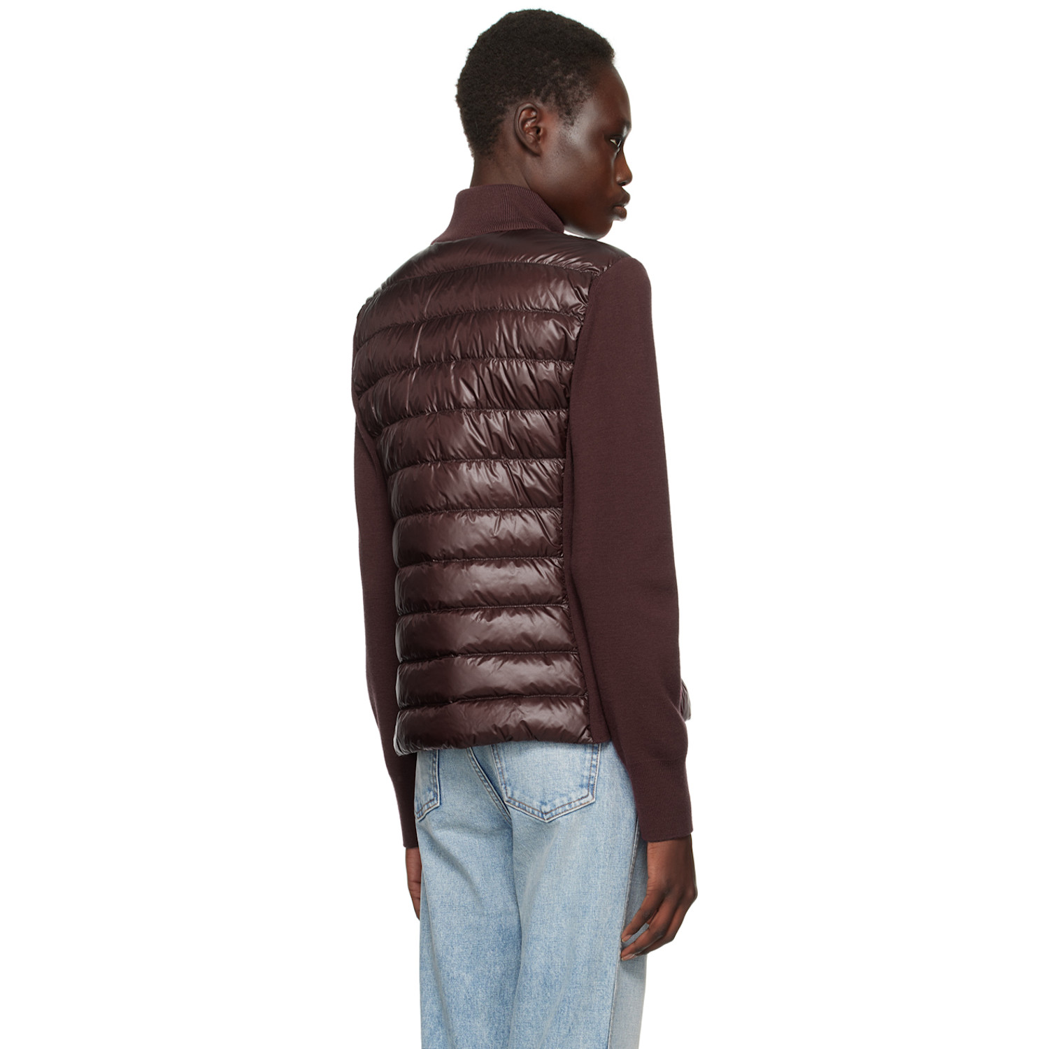 Moncler Burgundy Padded Wool Down Jacket 