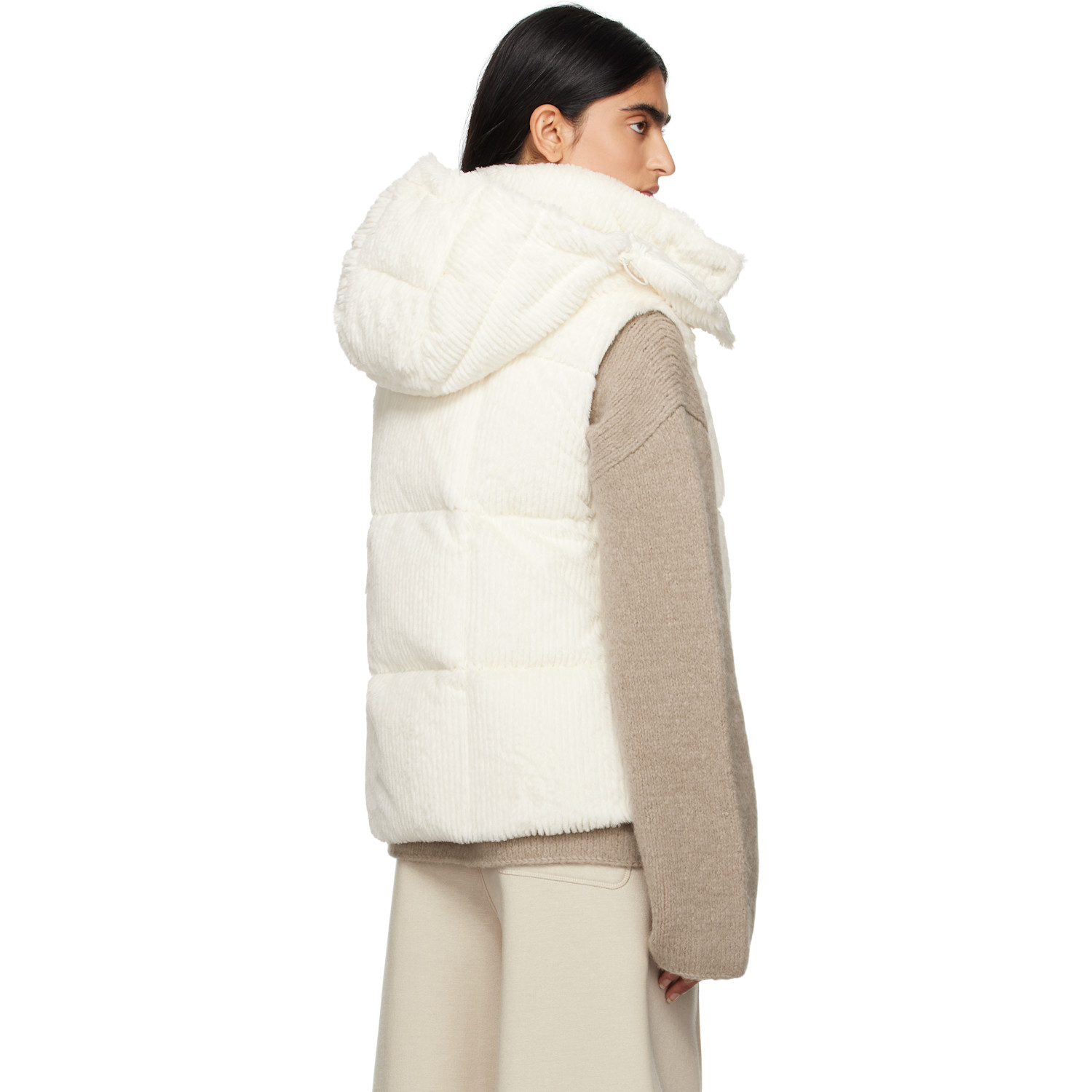  Moncler Off-white Luzule Faux-fur Down Vest 
