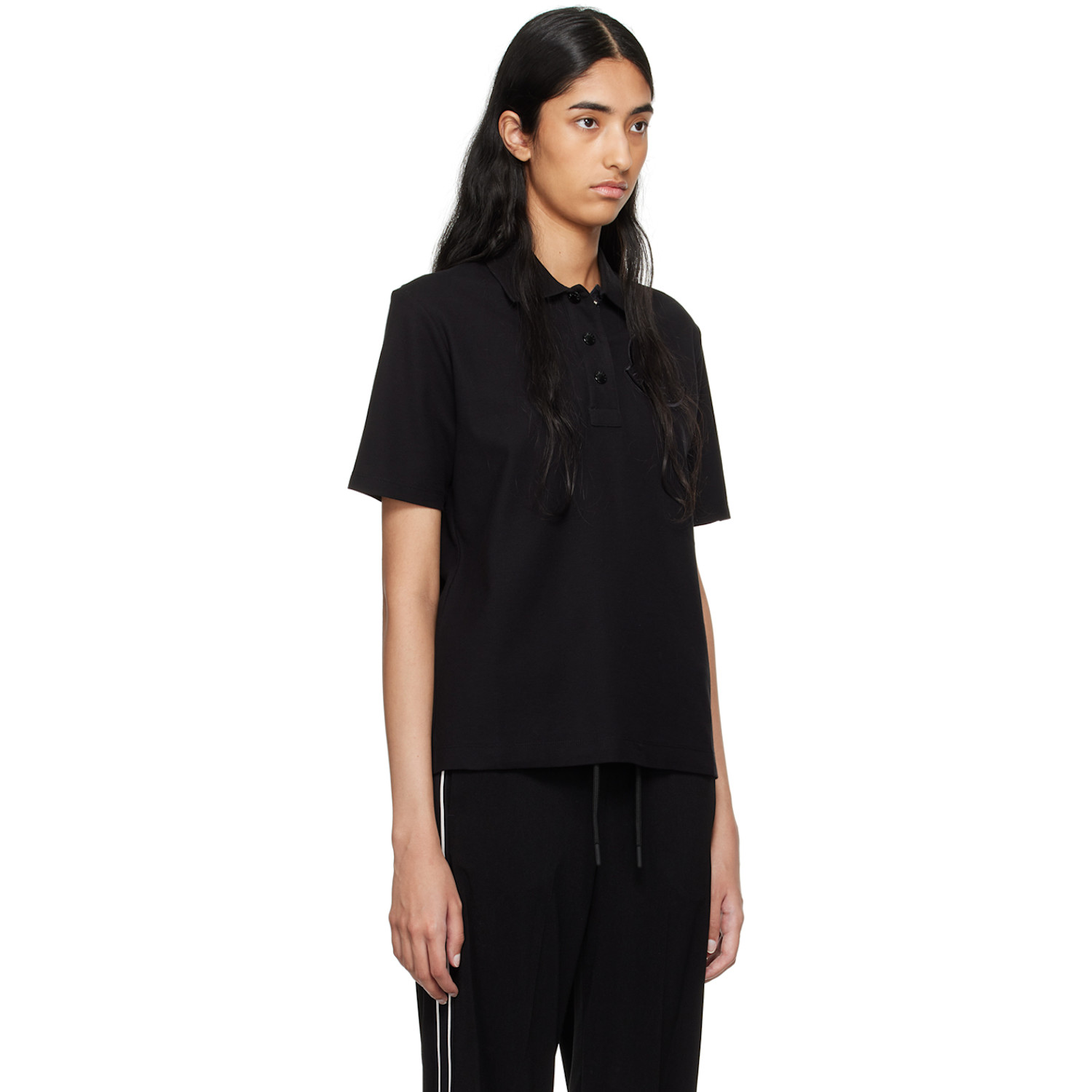  Moncler Black Embroidered-logo Polo 