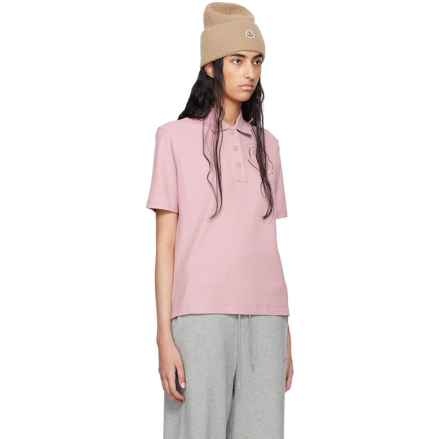  Moncler Pink Embroidered Polo 