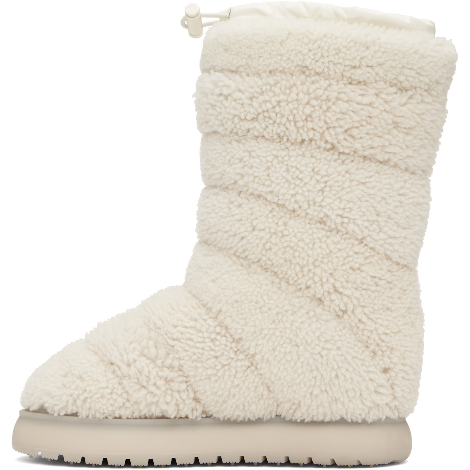  Moncler White Gaia Pocket Mid Shearling Boots 