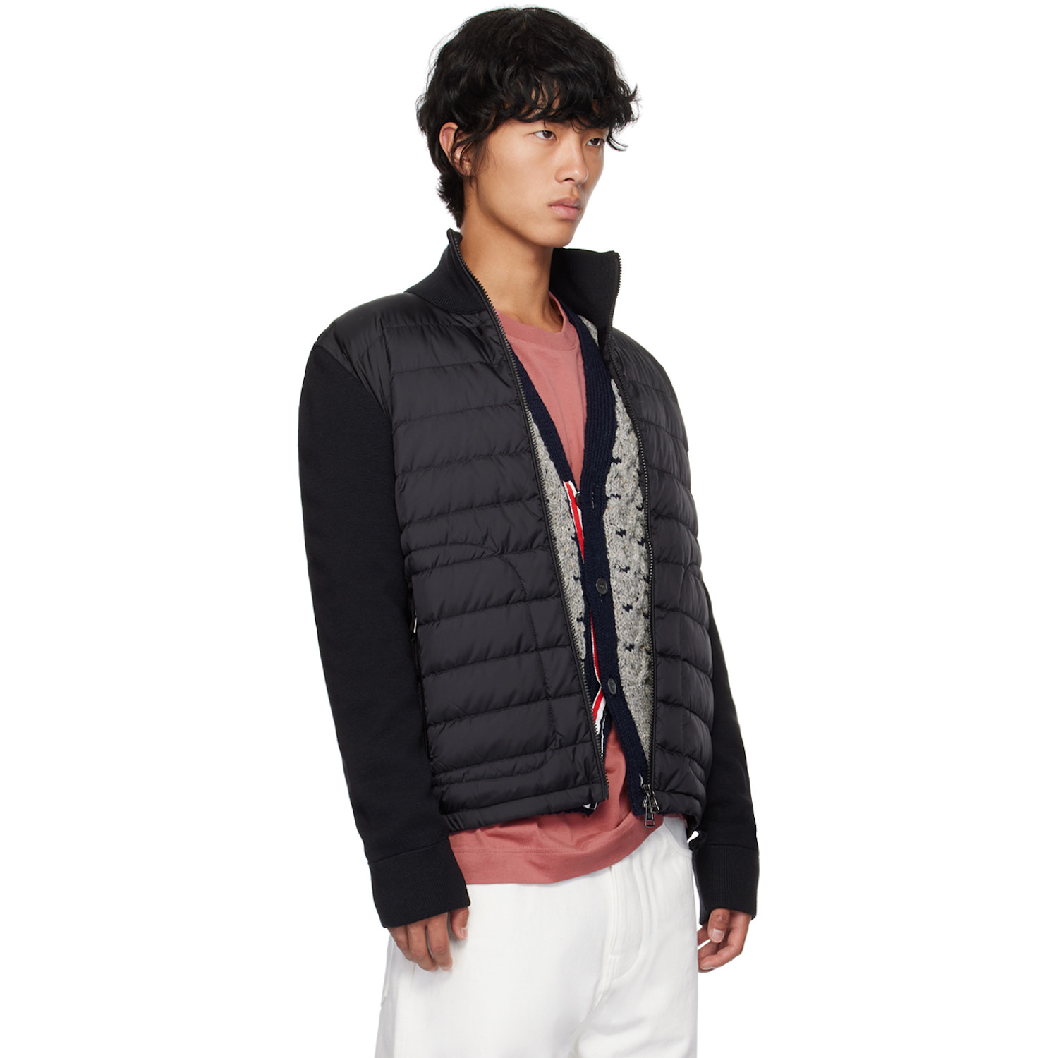  Moncler Black Quilted Down Cardigan 