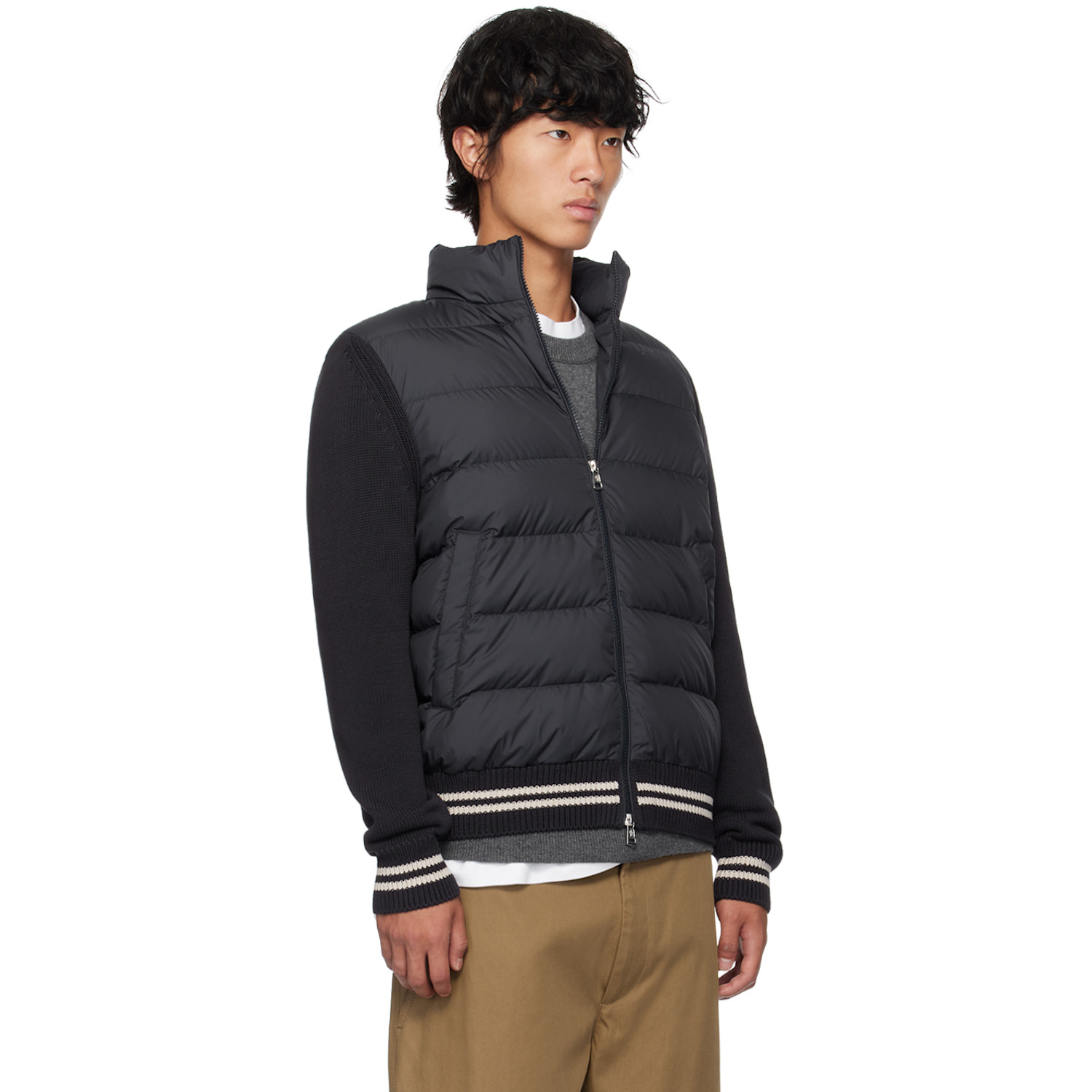  Moncler Navy Paneled Down Cardigan 