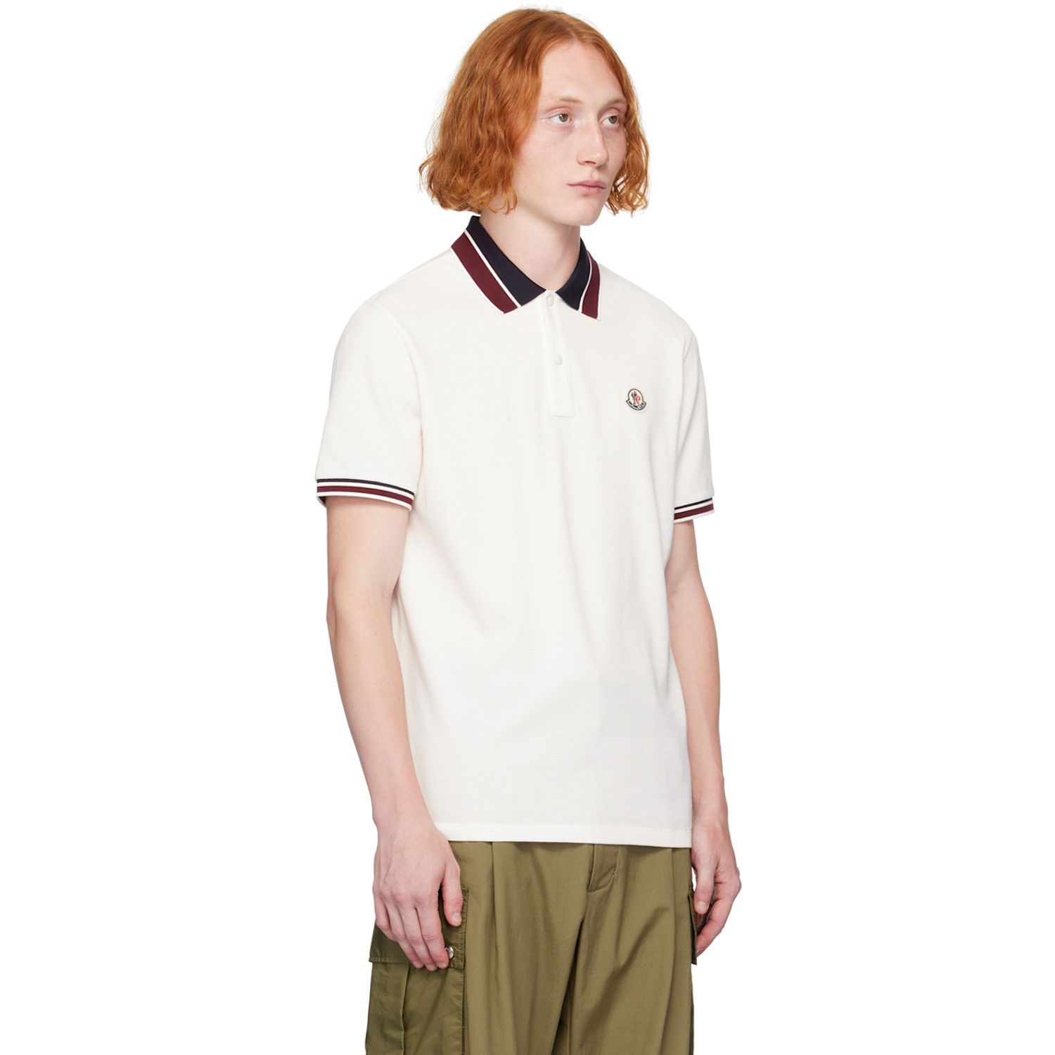  Moncler White Two-button Polo 