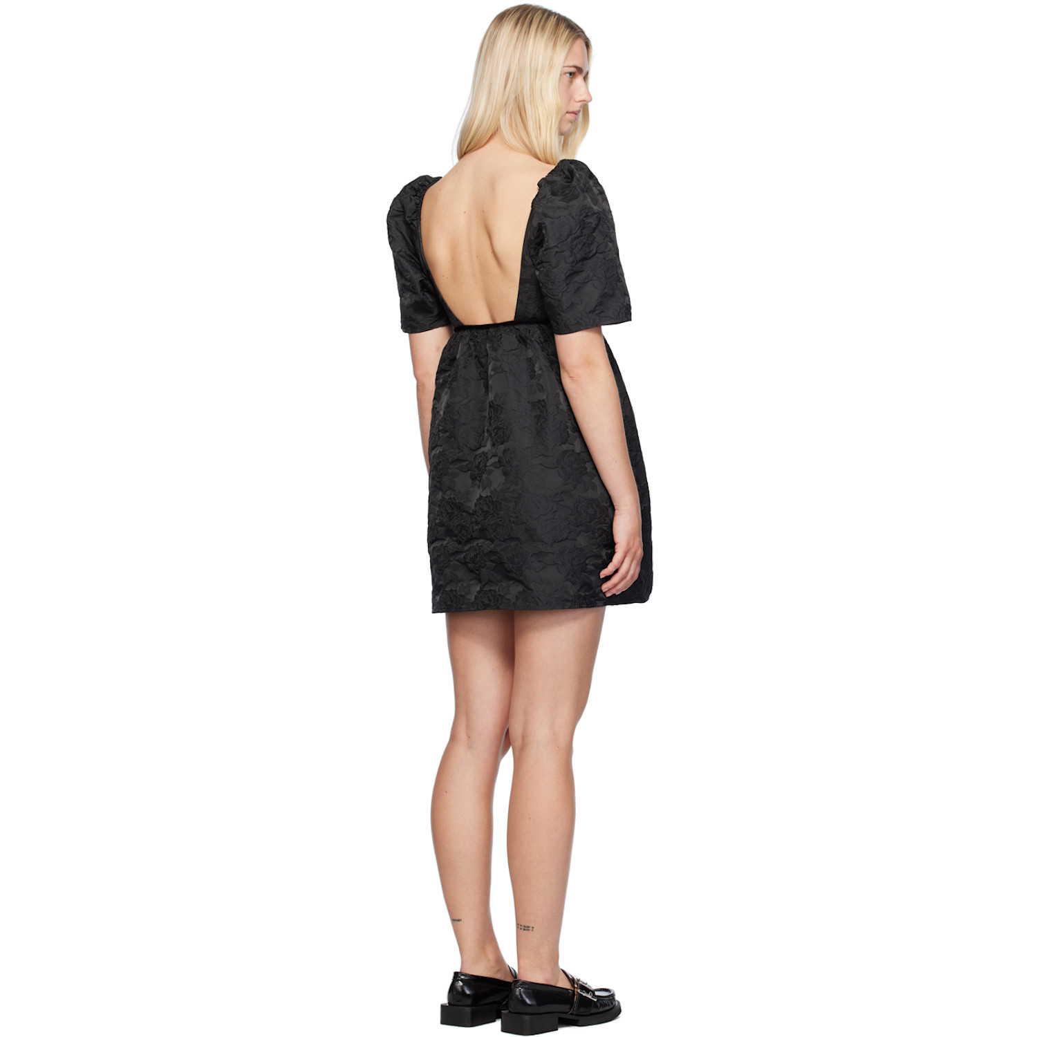  Ganni Black Floral Minidress 