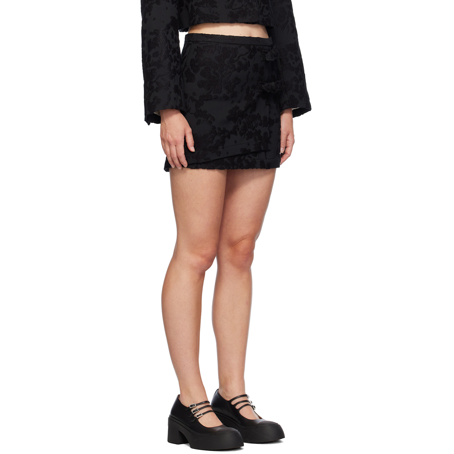  Ganni Black Layered Miniskirt 