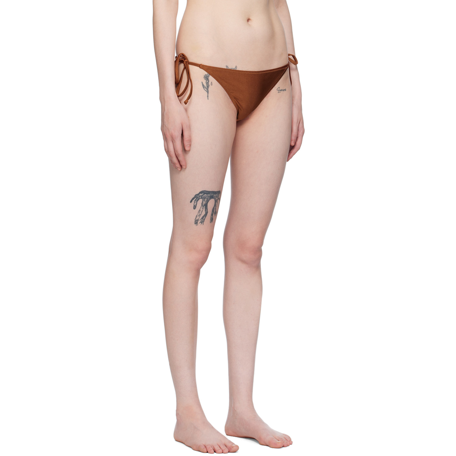  Ganni Brown String Bikini Bottoms 