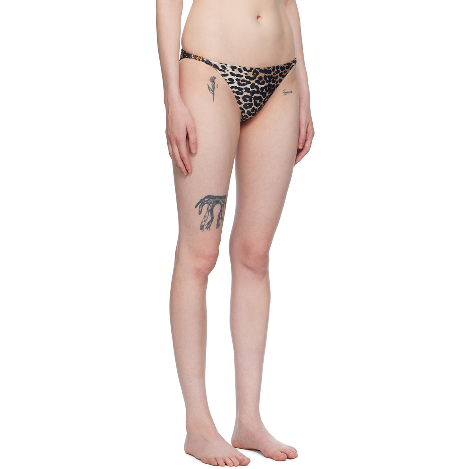  Ganni Brown Emblem Bikini Bottoms 