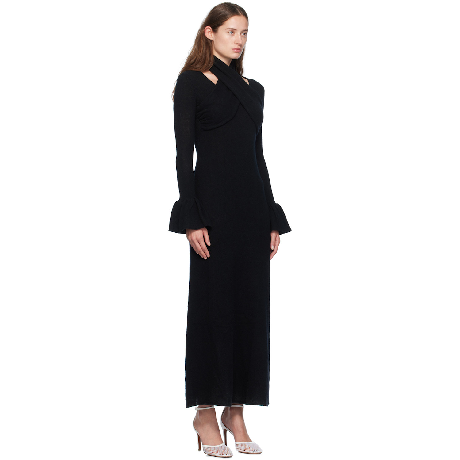  Rokh Black Cross Knitted Maxi Dress 