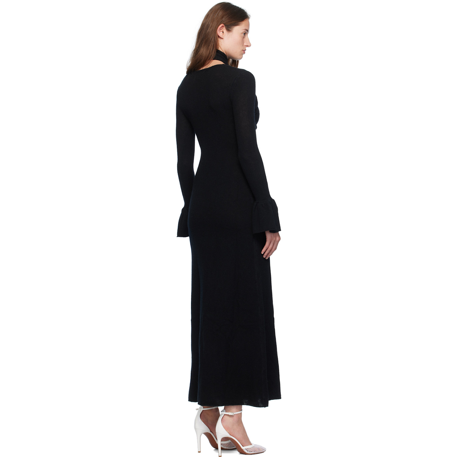  Rokh Black Cross Knitted Maxi Dress 