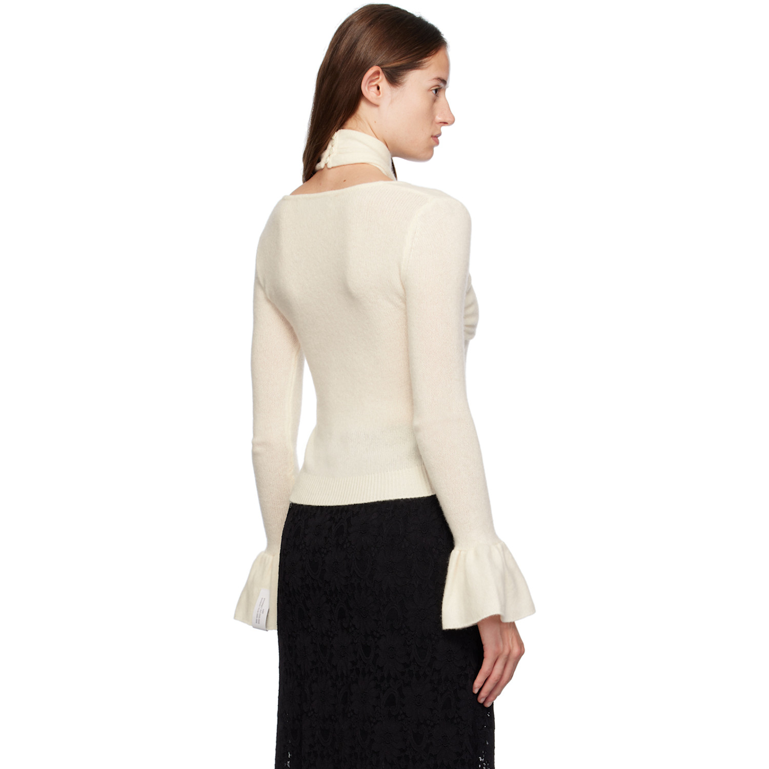  Rokh Off-white Cross Knitted Sweater 