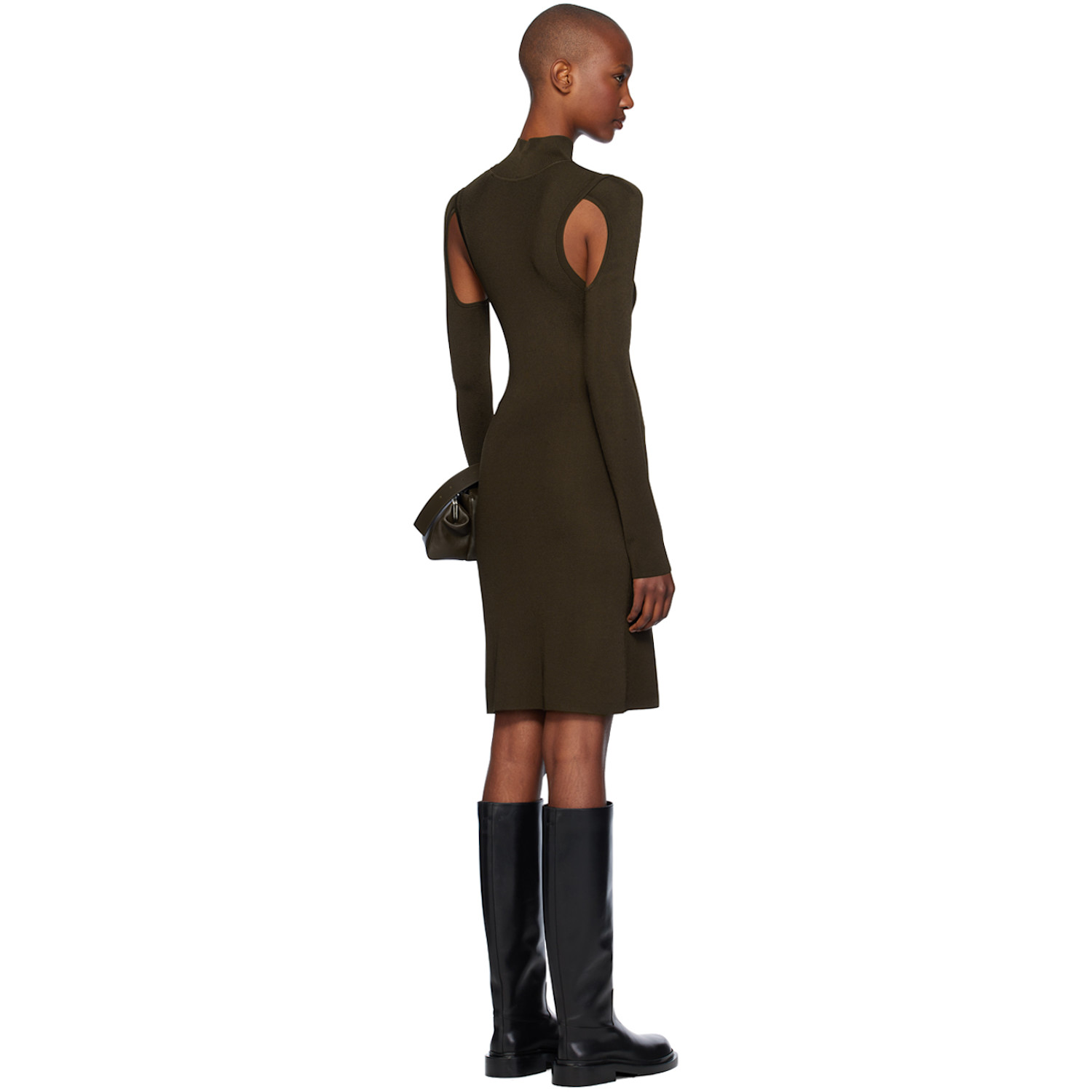  Helmut Lang Brown Air Turtleneck Midi Dress 