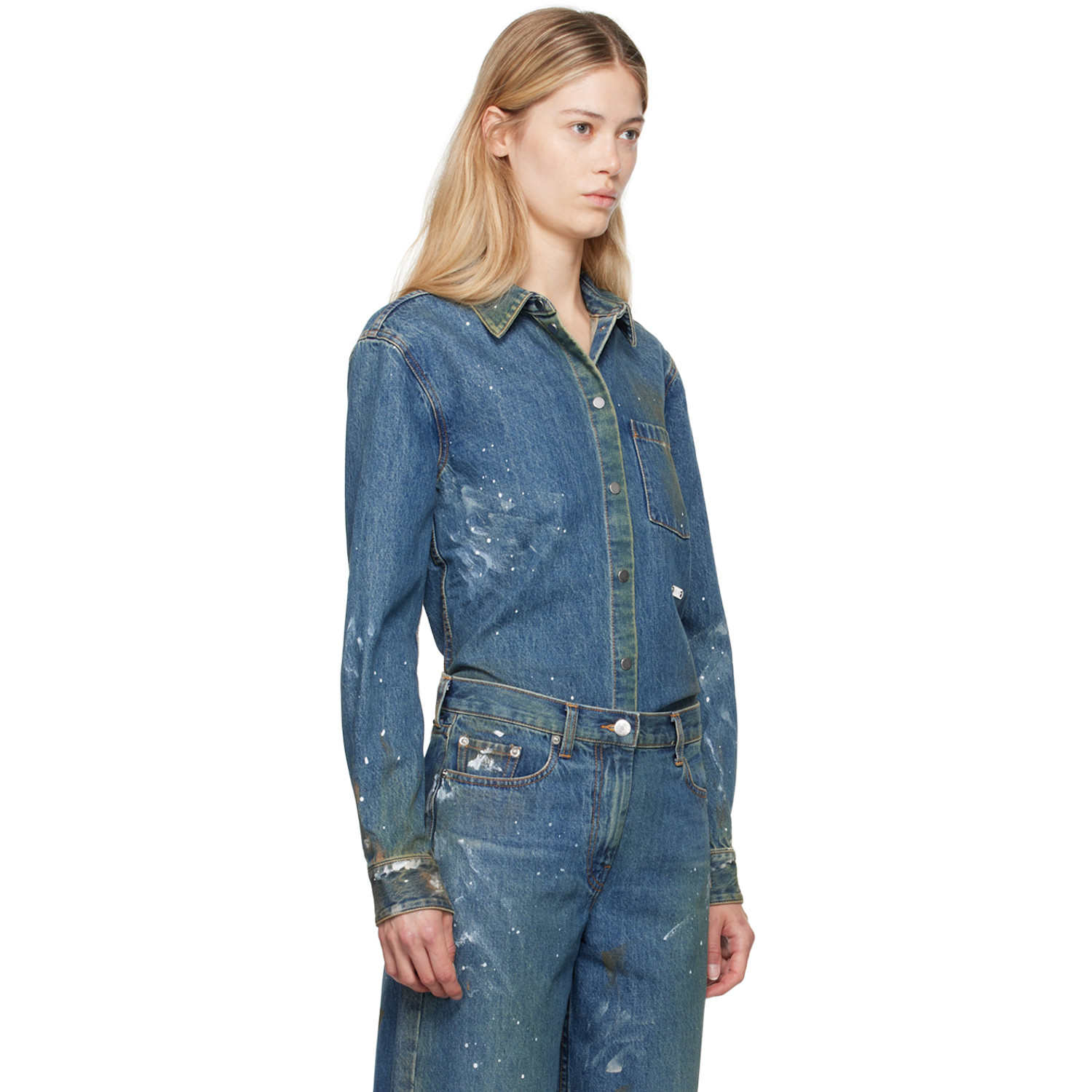 Helmut Lang Indigo Painted Denim Shirt 