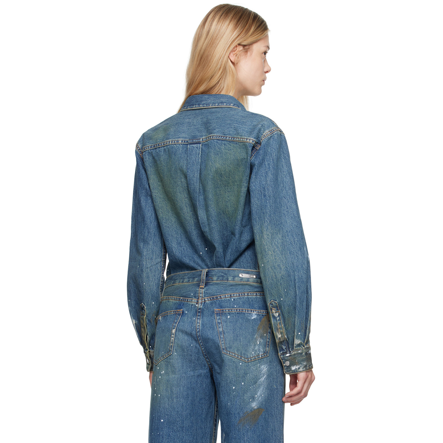  Helmut Lang Indigo Painted Denim Shirt 