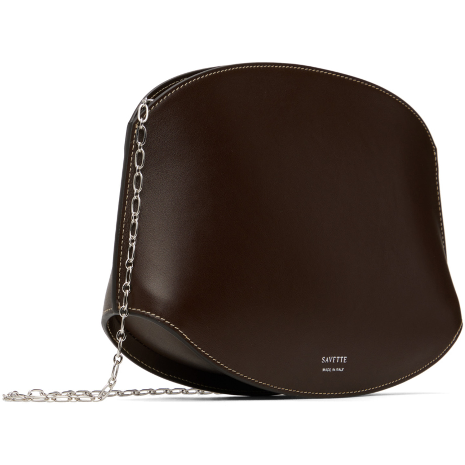  Savette Brown Tondo Chain Crossbody Bag 