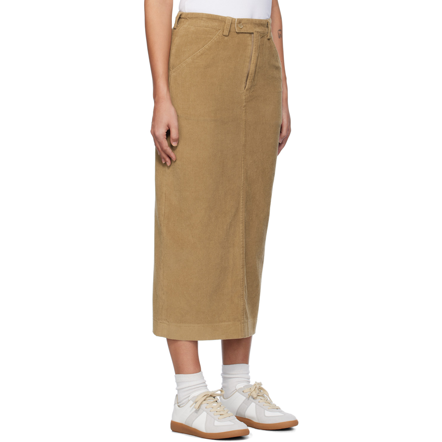  Carter Young Tan Cord Midi Skirt 