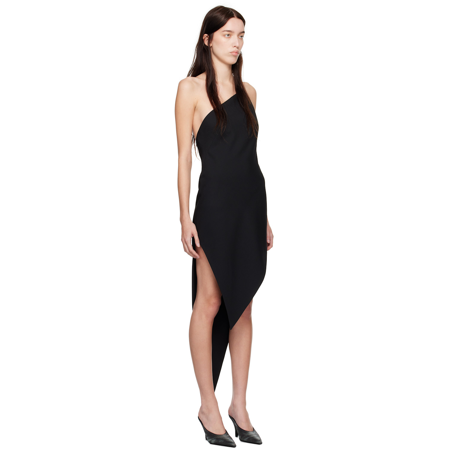  Alexander Wang Black Asymmetric Slit Midi Dress 