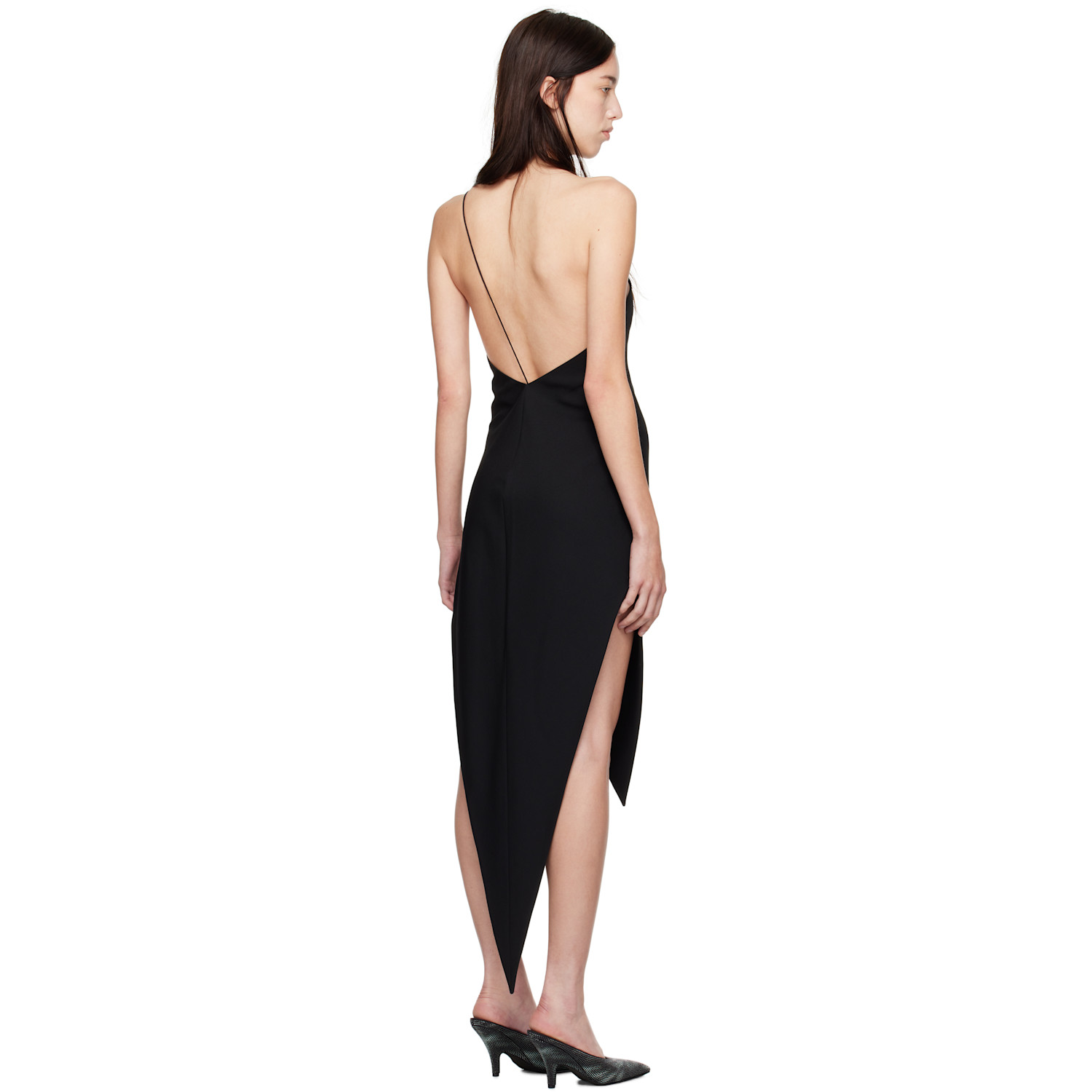 Alexander Wang Black Asymmetric Slit Midi Dress 