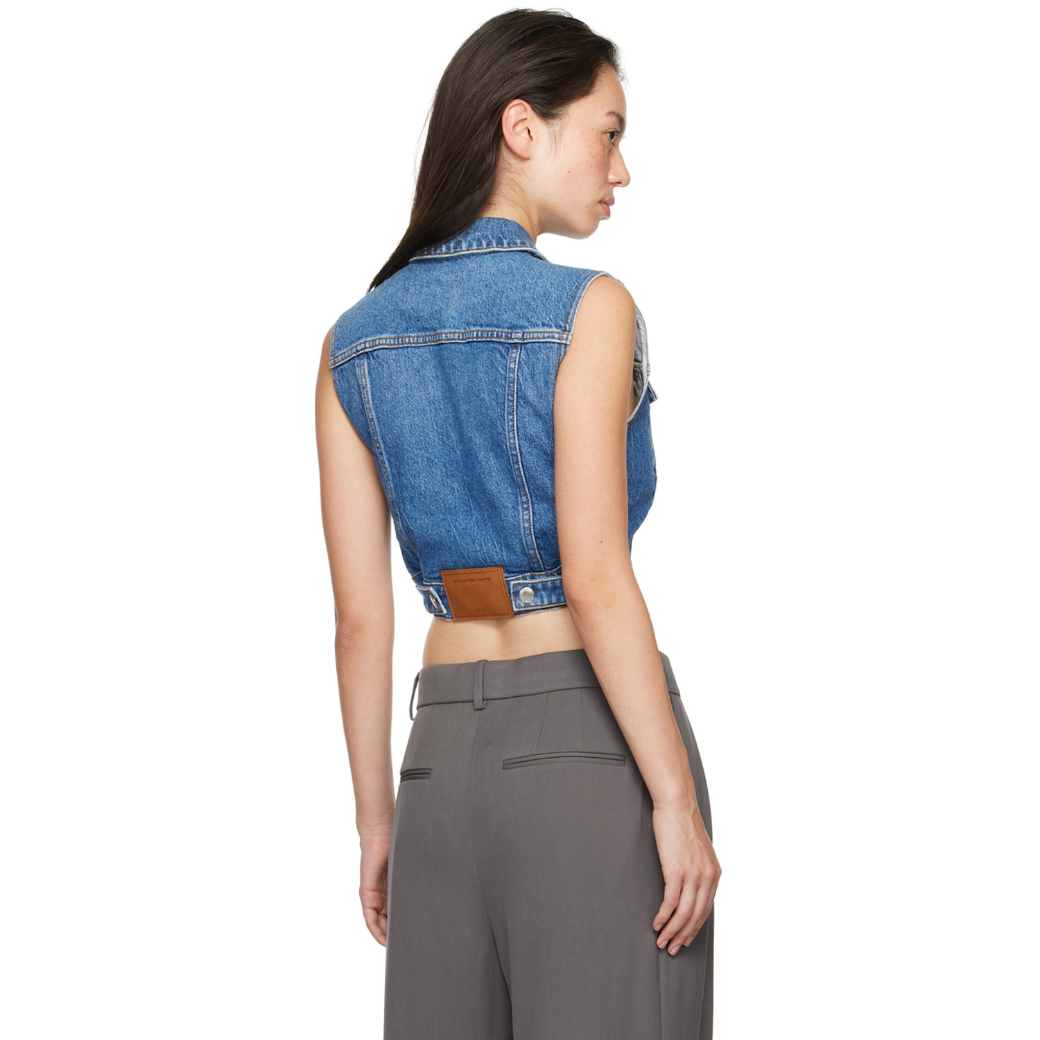  Alexander Wang Blue Cropped Trucker Denim Vest 