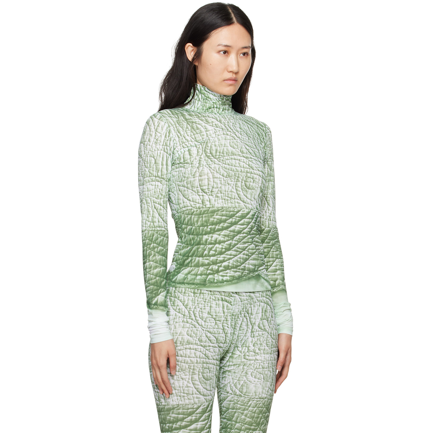  Mm6 Maison Margiela Green Trompe L'œil Turtleneck 