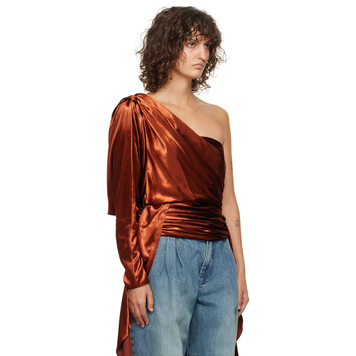  Zimmermann Orange Illustration Asymmetric Blouse 