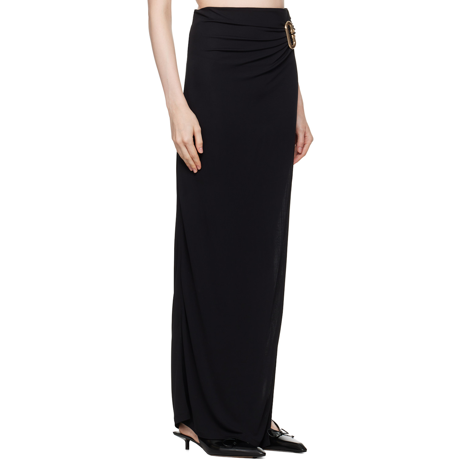  Casablanca Black Draped Maxi Skirt 