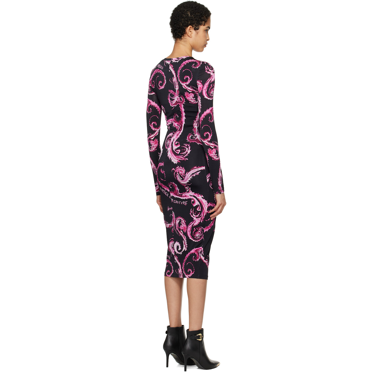  Versace Jeans Couture Black Chain Couture Midi Dress 