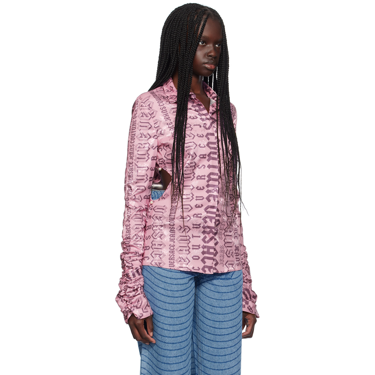  Versace Jeans Couture Pink Cutout Shirt 