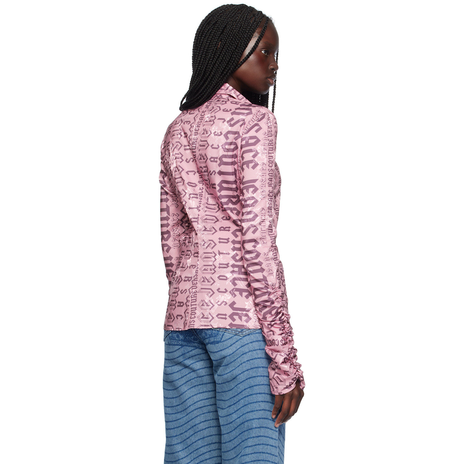  Versace Jeans Couture Pink Cutout Shirt 