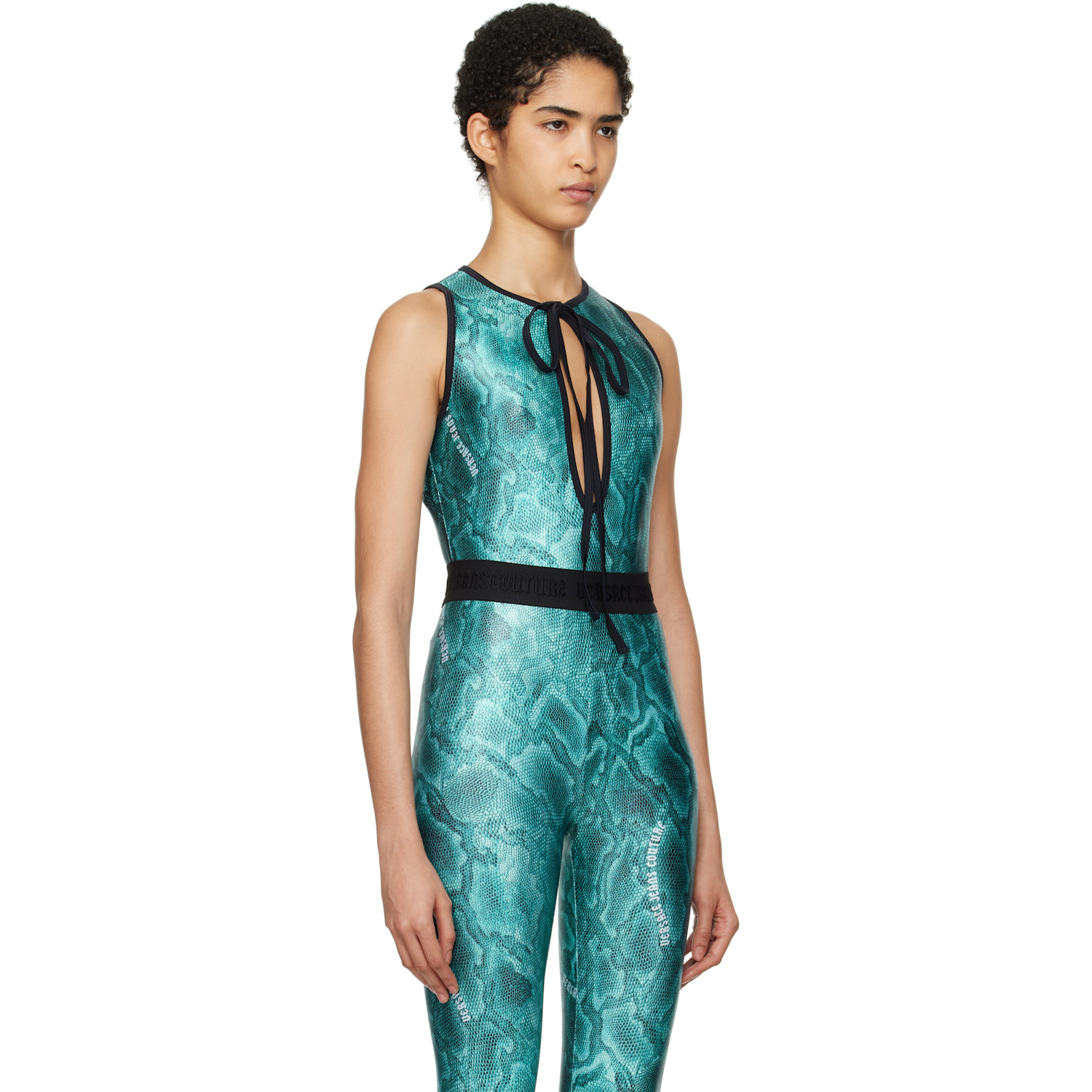  Versace Jeans Couture Blue Printed Bodysuit 