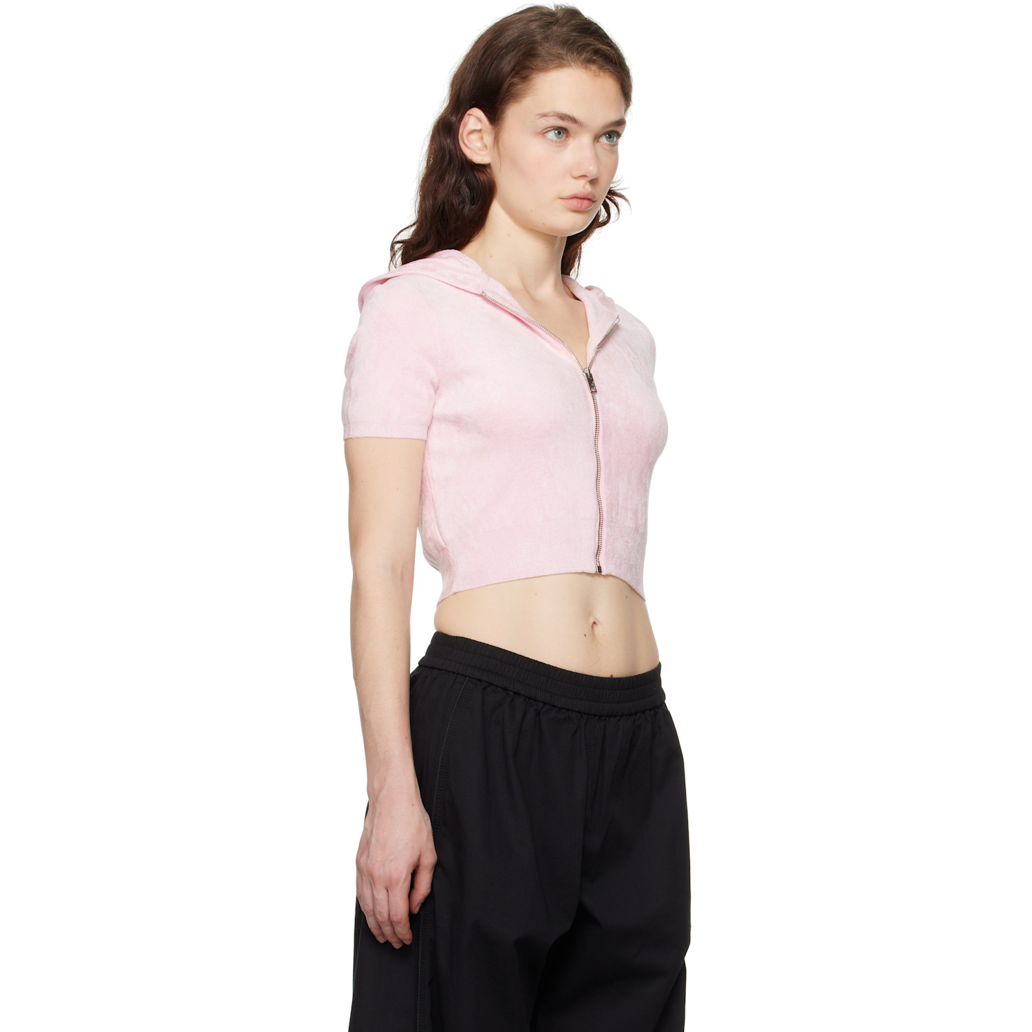  Alexanderwang.t Pink Cropped Zip-up Hoodie 