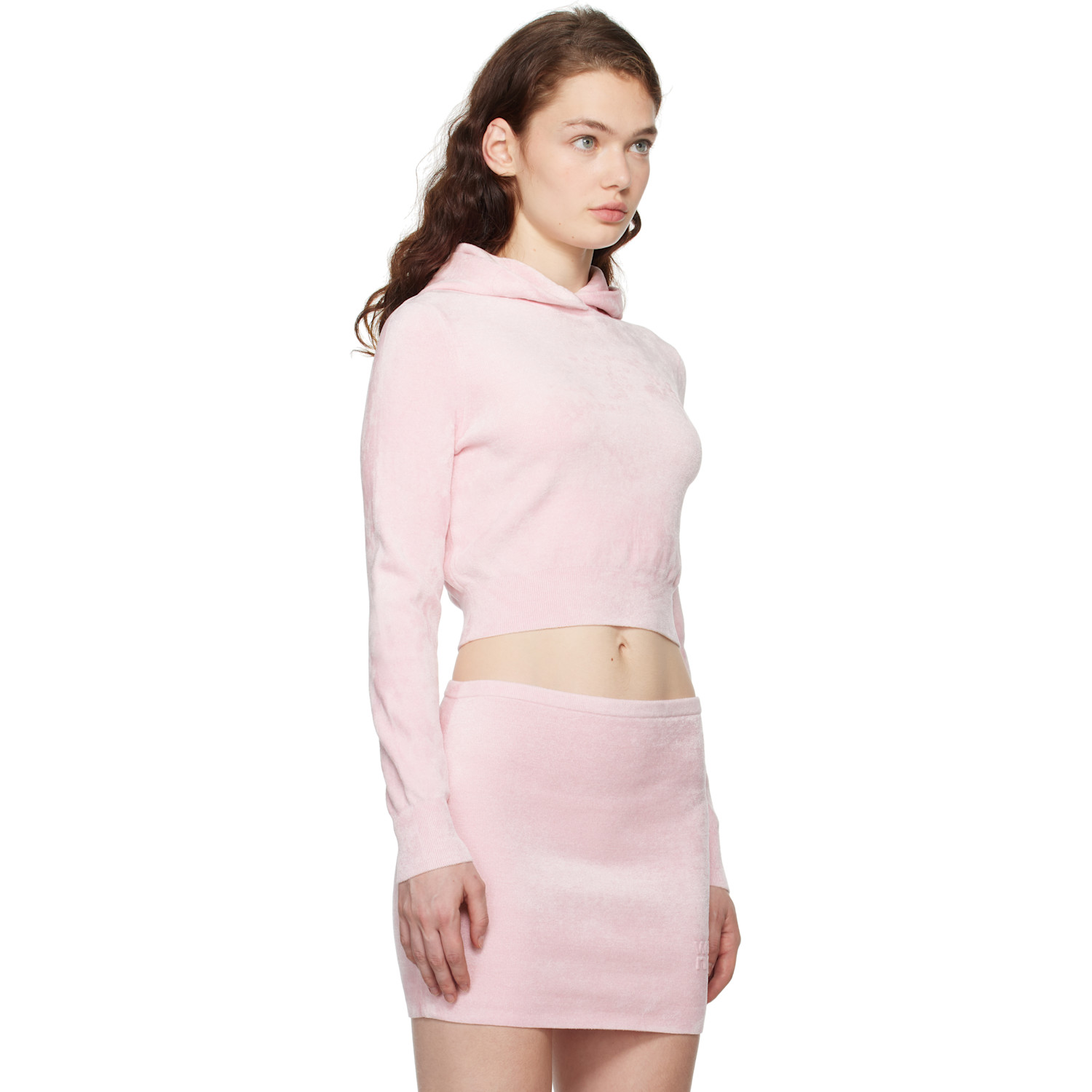  Alexanderwang.t Pink Cropped Long Sleeve Hoodie 
