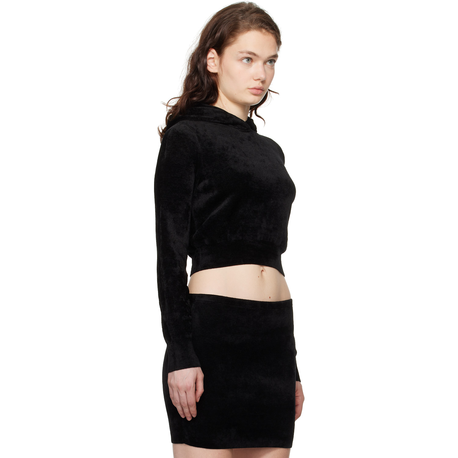  Alexanderwang.t Black Cropped Zip-up Hoodie 