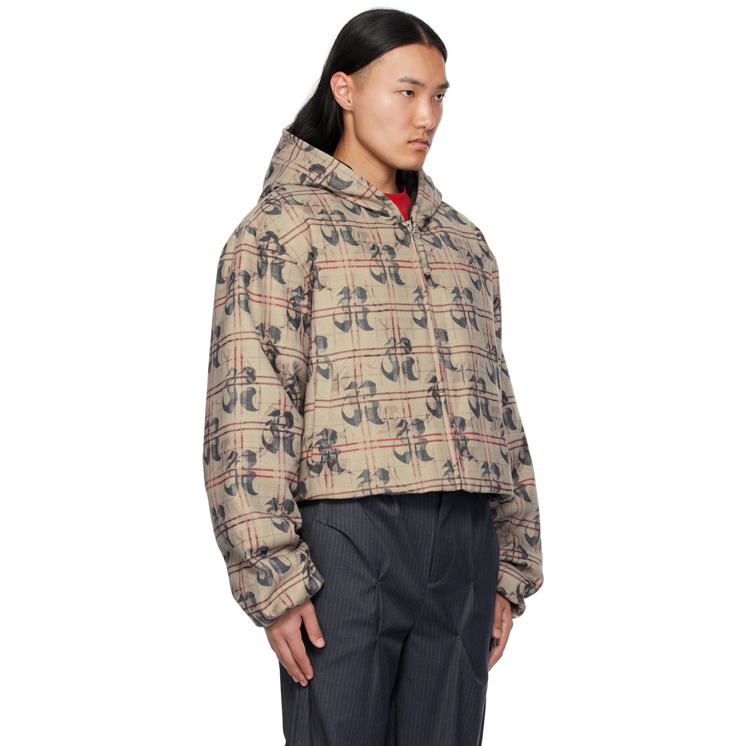  Kusikohc Beige Pattern Anorak Windbreaker Jacket 