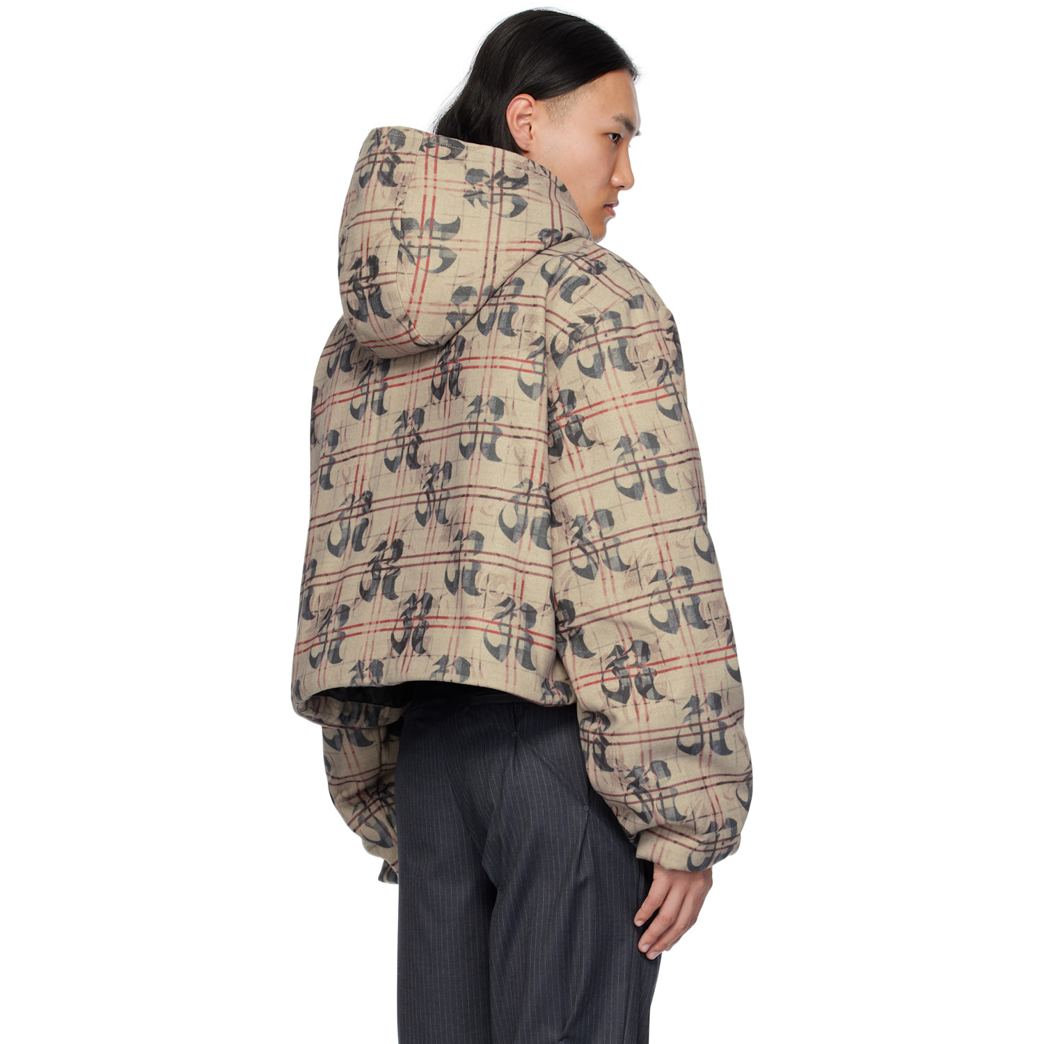  Kusikohc Beige Pattern Anorak Windbreaker Jacket 