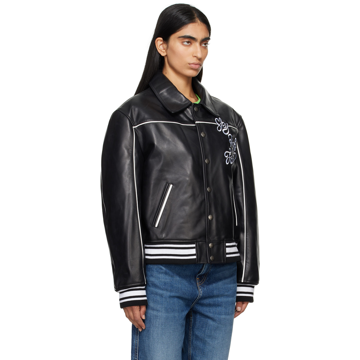  Sky High Farm Workwear Black 'sky High Entertainment' Leather Jacket 