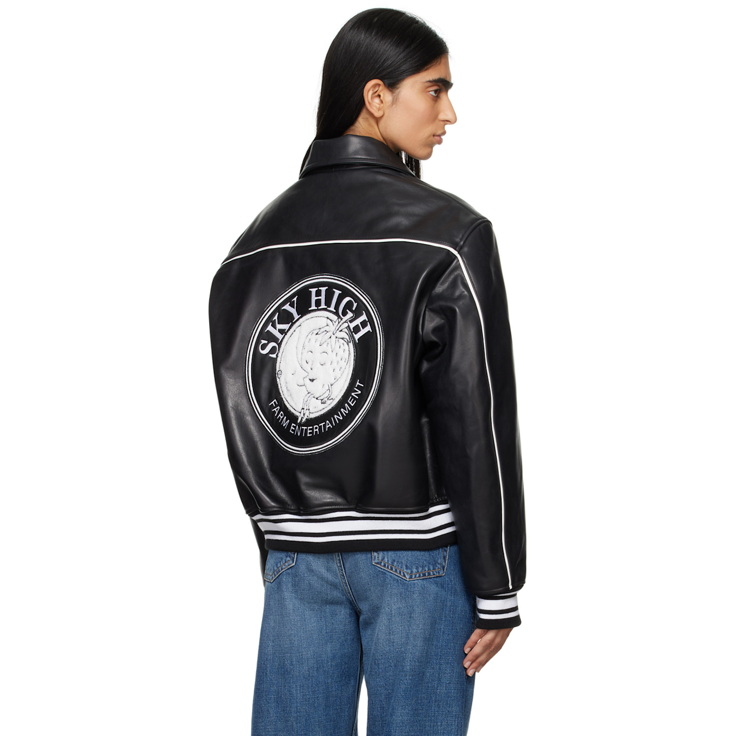  Sky High Farm Workwear Black 'sky High Entertainment' Leather Jacket 