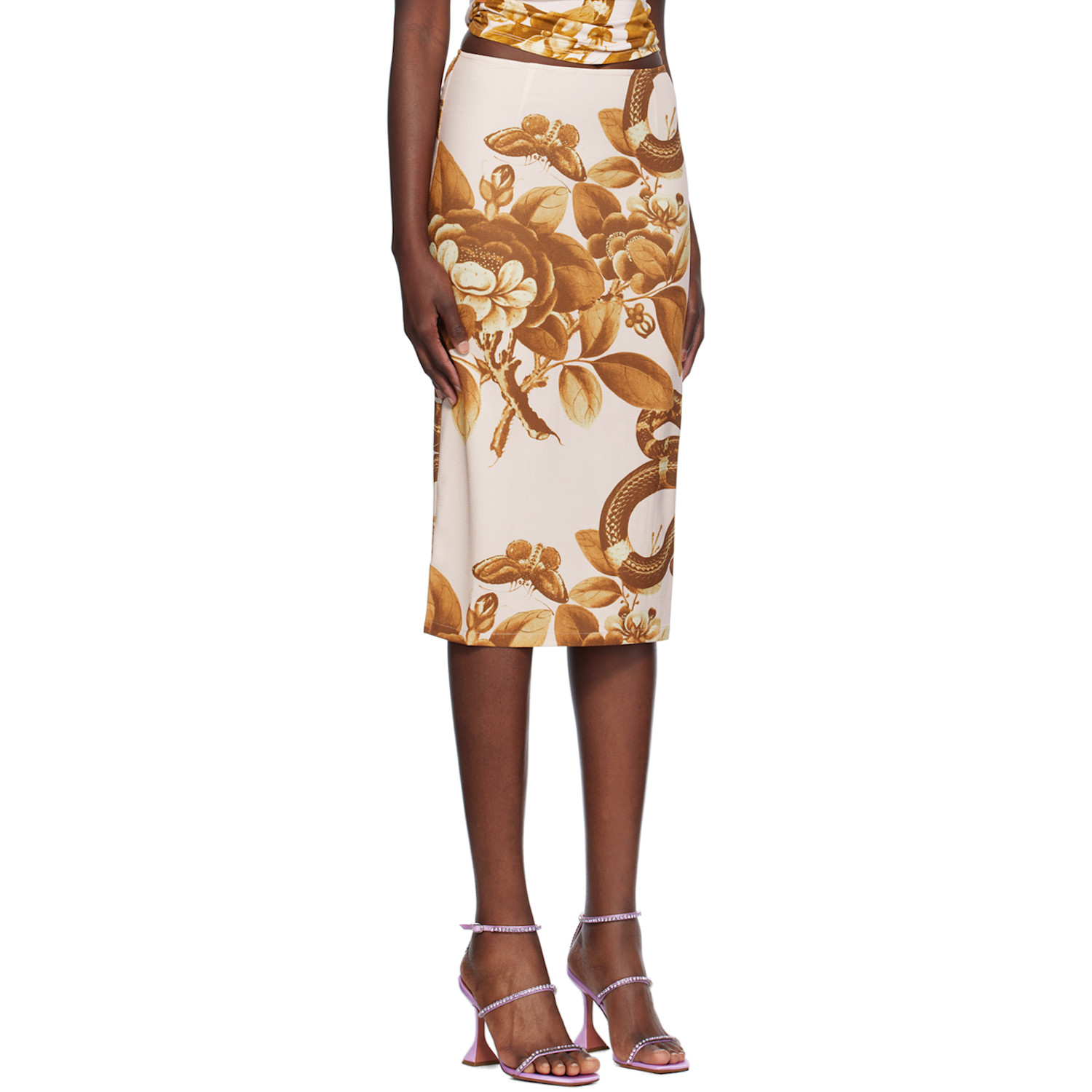  Miaou Pink & Yellow Moni Midi Skirt 