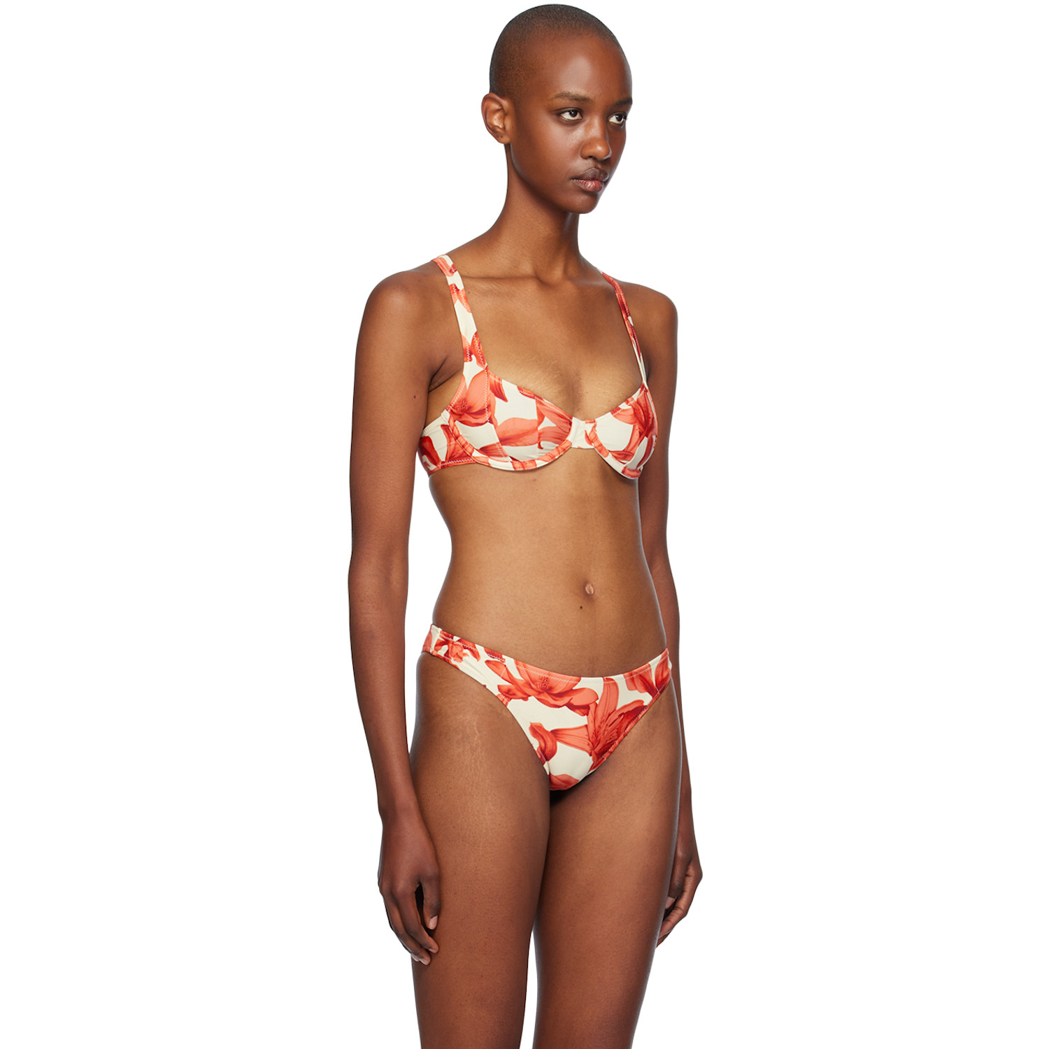  Miaou Beige & Red Luz Bikini Top 