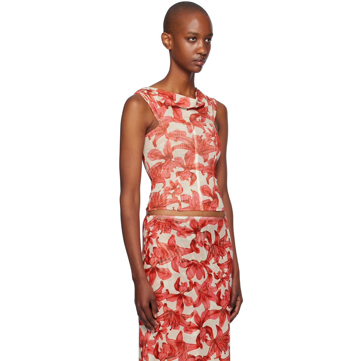  Miaou Beige & Red Magda Corset Top 