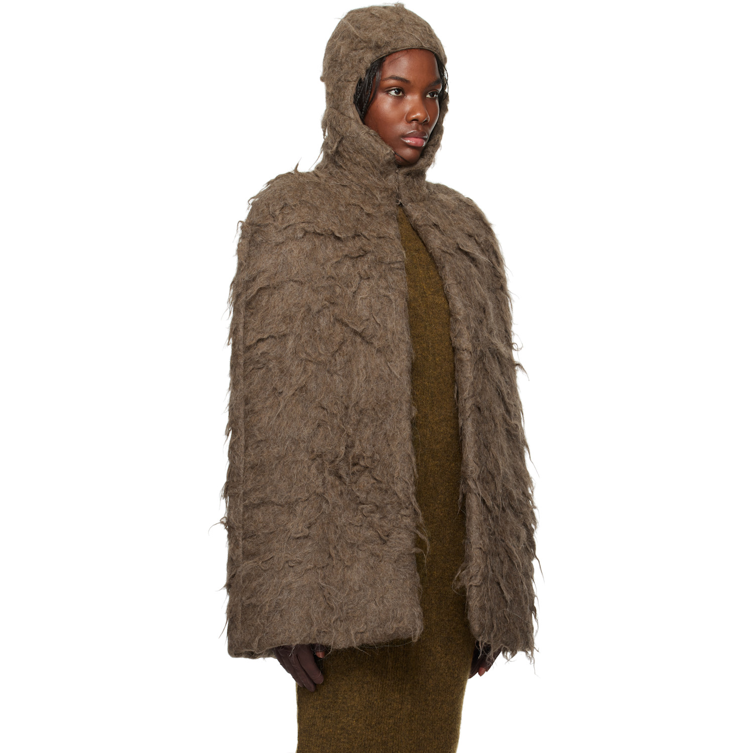  Rick Owens Brown Porterville Cape Jacket 