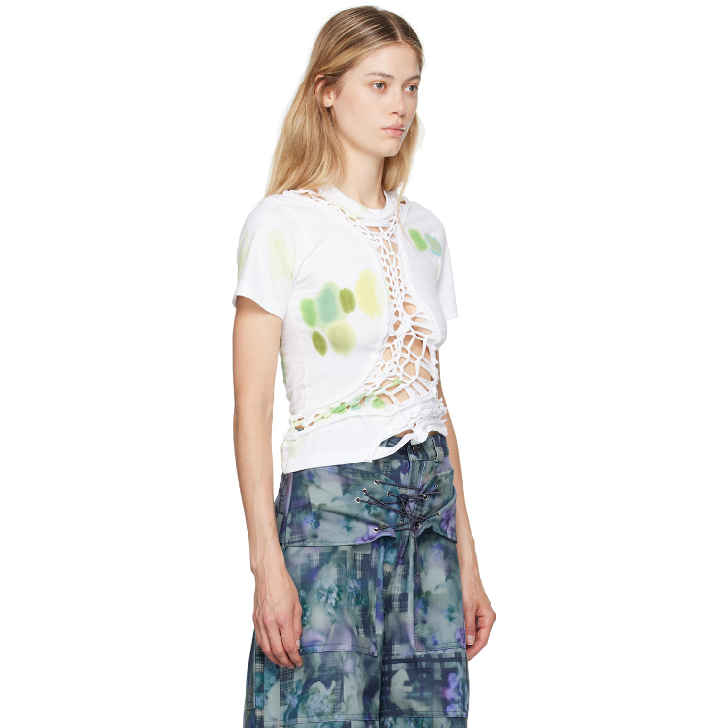  Collina Strada White & Green Tosh T-shirt 
