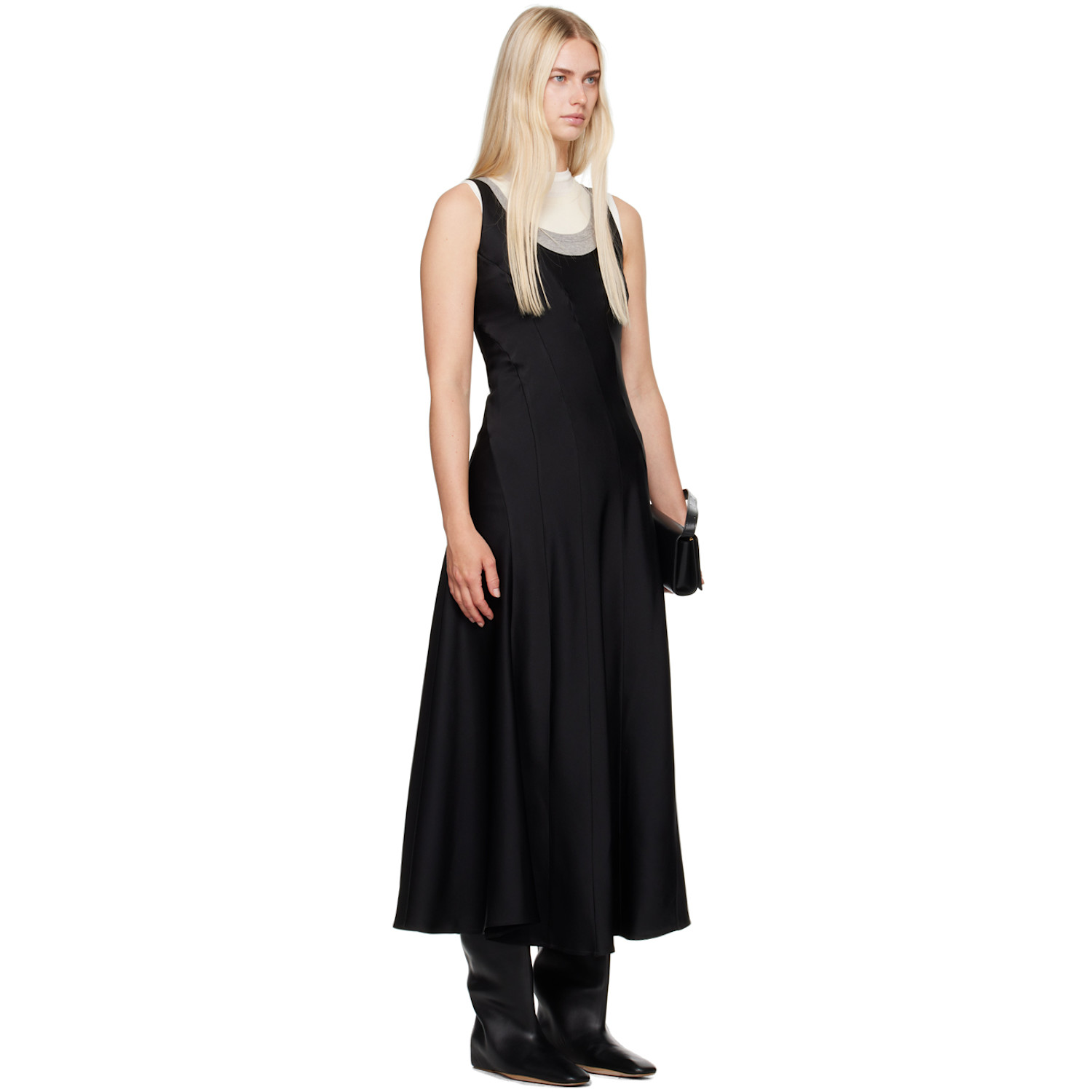  Jil Sander Black Scoop Neck Midi Dress 