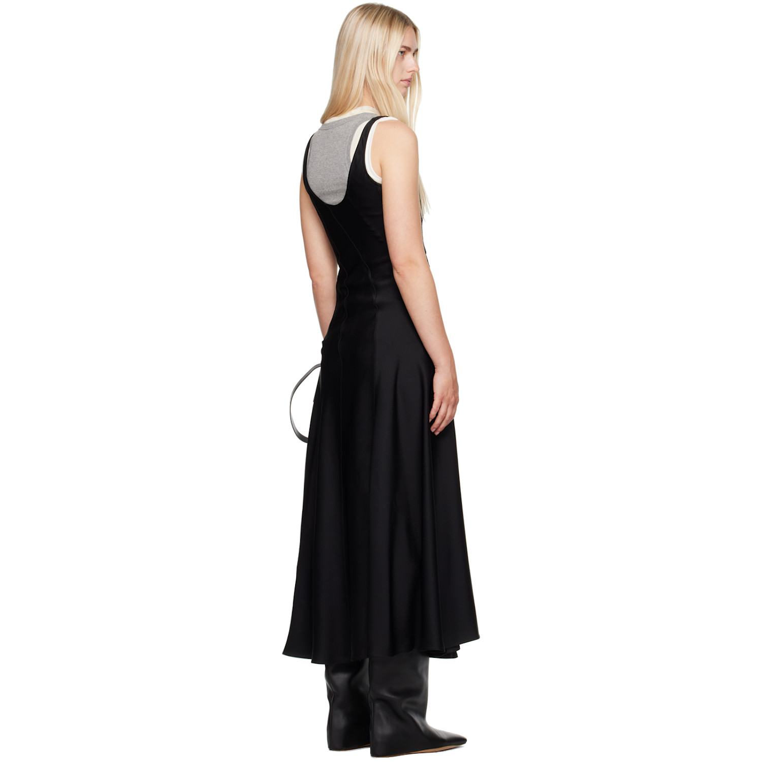  Jil Sander Black Scoop Neck Midi Dress 