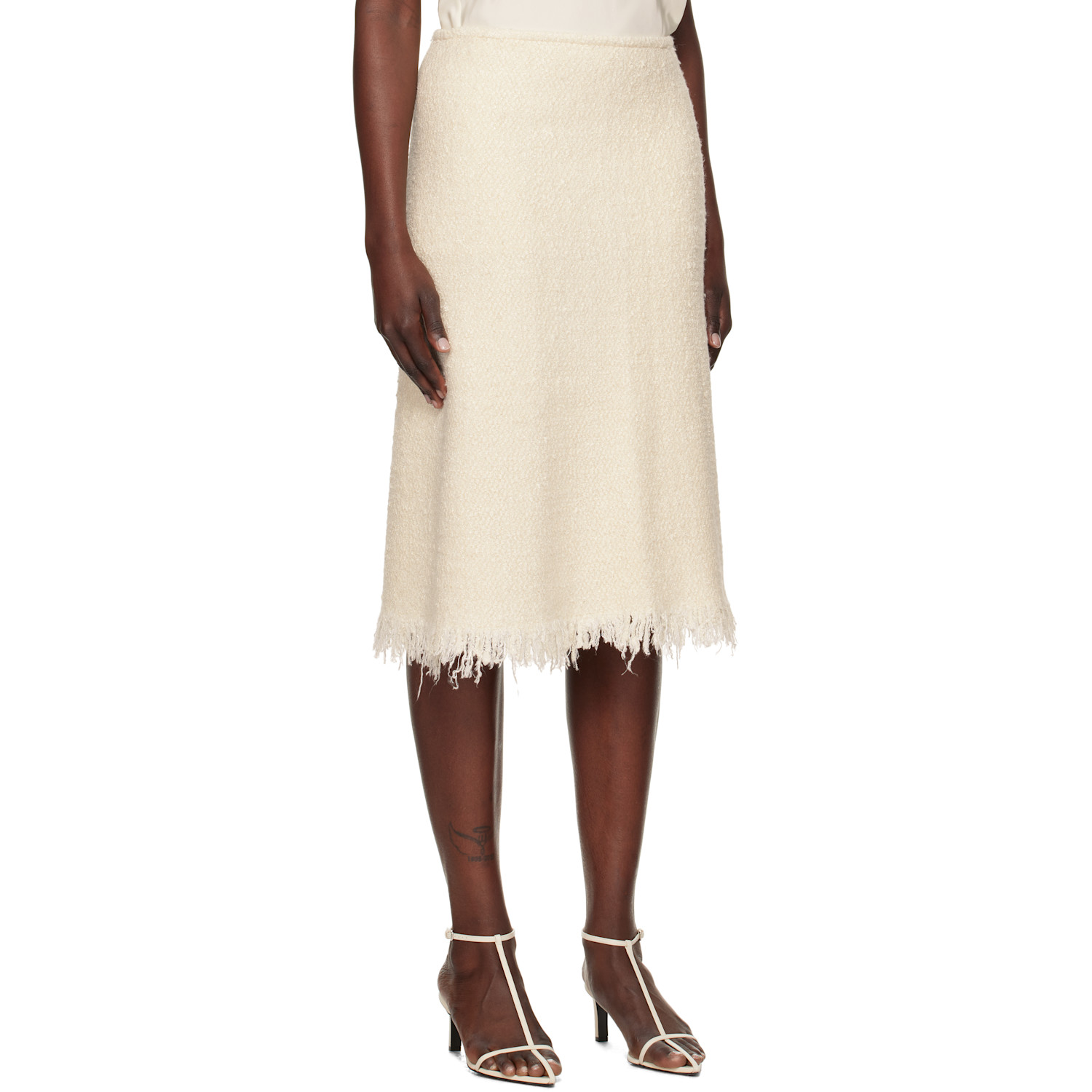  Jil Sander Off-white Knitted Midi Skirt 