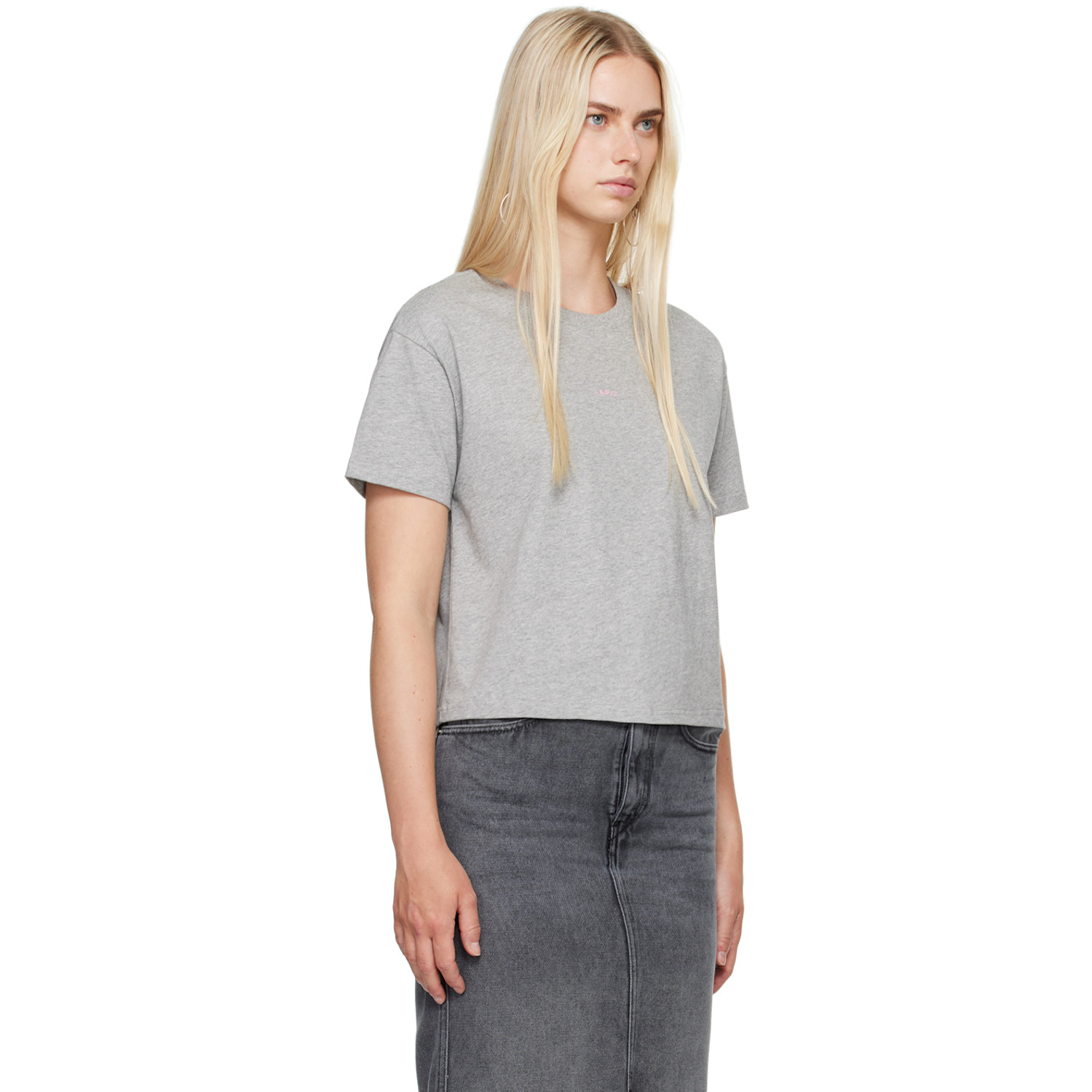  A.p.c. Gray Boxy Printed Micro Logo T-shirt 