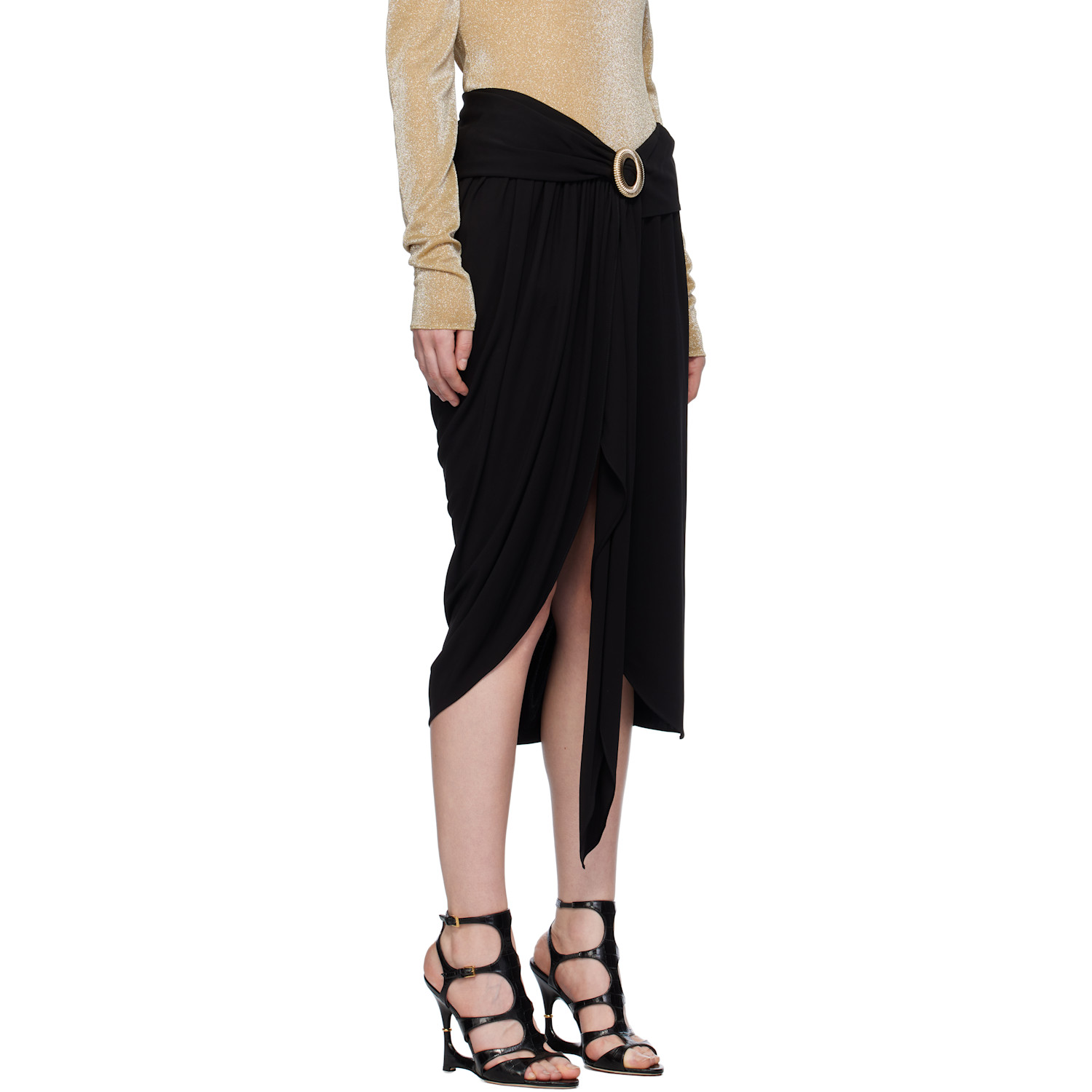  Lanvin Black Mélodie Wrap Midi Skirt 